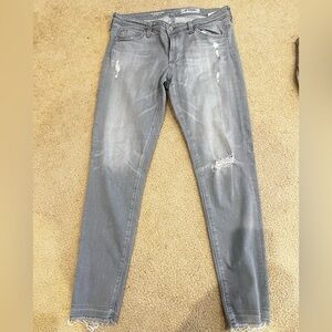 AG Adriano Goldschmied distressed grey skinny jeans, size 29